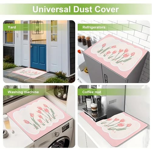 Image of Homecloud Non-Slip Washing Machine Mat - Durable Waterproof Protective Cover for Washer & Dryer, Dust-Resistant Mat Ideal for Laundry Room & Kitchen Appliances | 60x60 cm (Pink)