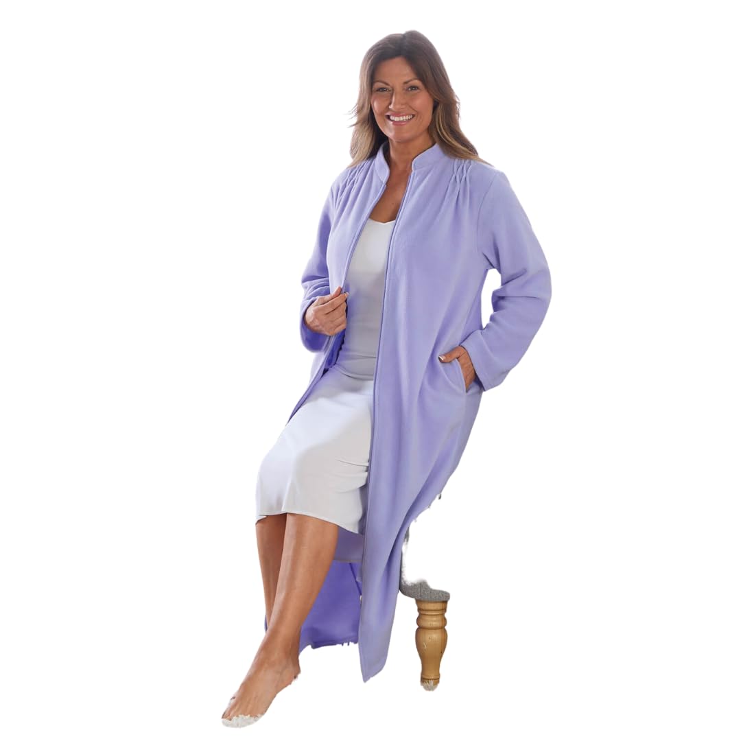Coopers of Stortford LILAC XL ZIP FLEECE DRESSING GOWN