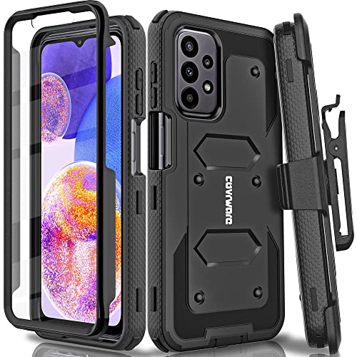 Image of for Samsung Galaxy A23 5G / A23 (4G) Aegis Series case, Full-Body Rugged Dual-Layer Shockproof Protective Swivel Belt-Clip Holster Cover with Built-in Screen Protector, Kickstand, Black