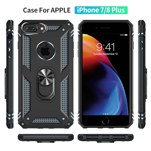 Coque iPhone 8 Plus avec protection d'écran HD noire antichoc Yiakeng