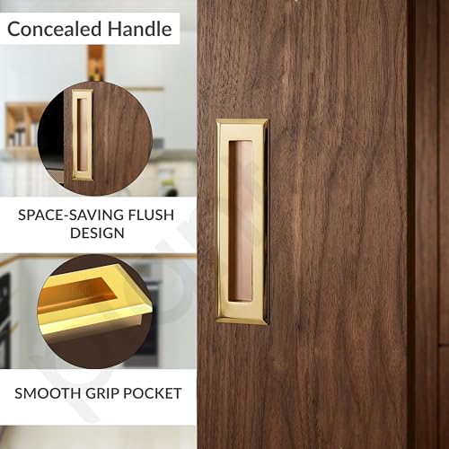 Image of Plantex Sliding Door Handle /Concealed Handle for Sliding Door /160mm Concealed Handle for Wardrobe /Kitchen Cabinet - Pack of 4 (PVD Gold)