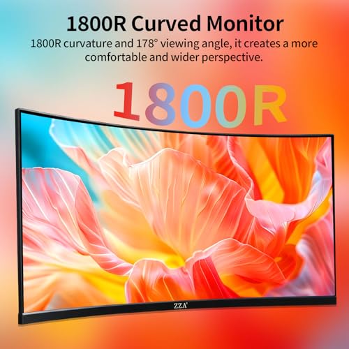 Image of ZZA 27 Inch Curved Gaming Monitor-2K QHD (2560x1440) 75Hz Display,HDMI /DP USB Connectivity,Tilt Adjustable,Wall Mountable,Perfect for PC Gaming Office