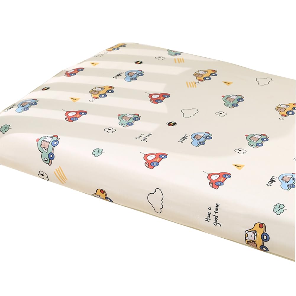 Odot Cot Bed Sheets, Bedside Cribs Fitted Sheets for Boys and Girls, Baby Bed Sheets Cot Bed Mattress Protector, Bassinet Sheets, Easy Care Soft and Dureable (144x74x5cm,car)