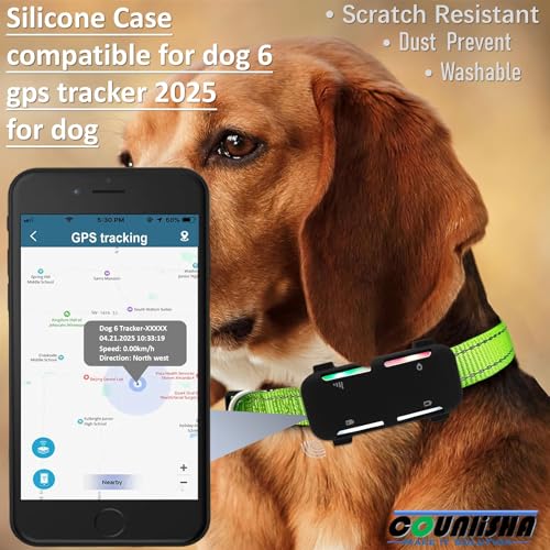 Silikon-Halterung, kompatibel mit tractive GPS Dog 6 Tracker (Version 2025) für Haustierhalsband, strapazierfähige Gummiabdeckung, sichere Hülle mit Gurt, Halskette für Dog6 Tag (2pack,schwarz)