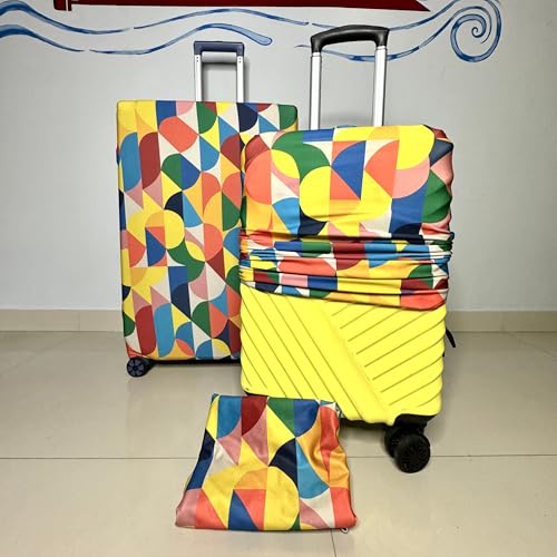 Image of Printed Luggage Cover for Traveling Bag & Suitcase - Stretchable & Scratchproof Trolley Protector with Velcro Lock & Lightweight Washable Material(Suitcase Bag Not Included, Only Cover in Product)
