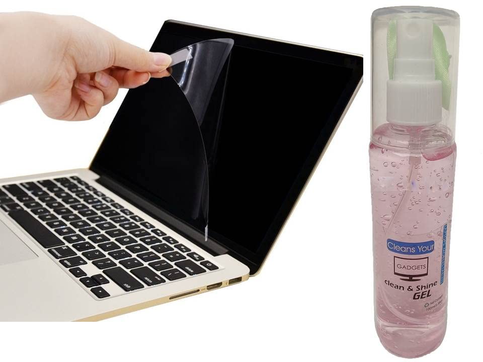 Anjo 2 in 1 Combo 14 Inch Laptop Screen Protector & Cleaning Gel 100ml (Matte, Transparent).