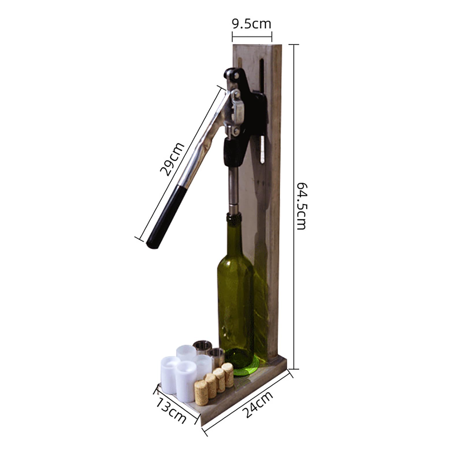 Tapón Corcho Manual Acero Inoxidable, Tapón Corcho para Botellas Vino con 2 Fundas Pom, Altura Apertura La Botella Aproximadamente 8-42 Cm/Rango: Aproximadamente 20-22 Mm Diámetro, para Hogar