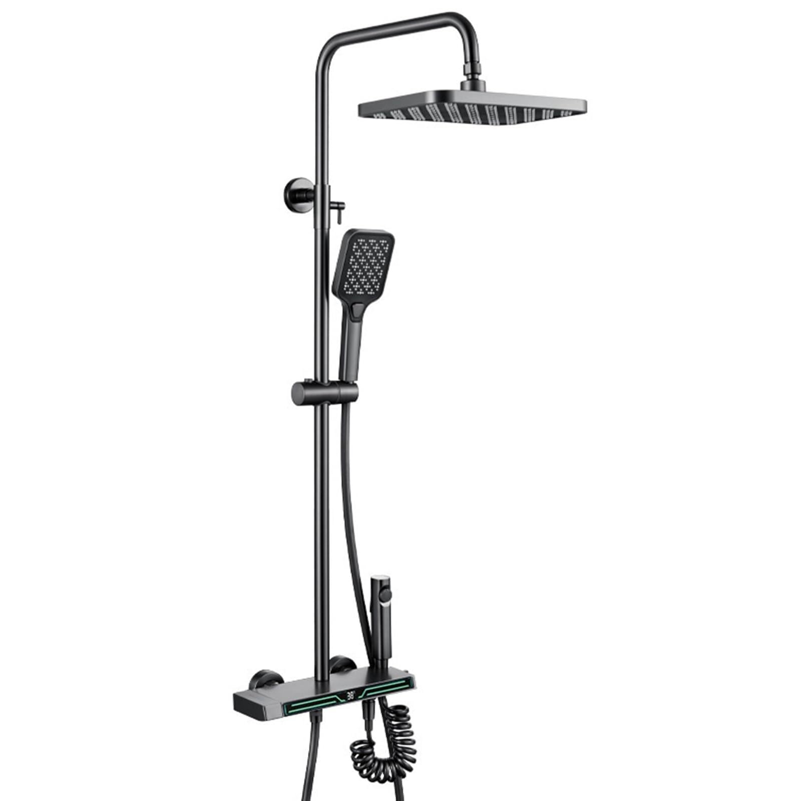 Blekwetaat Gray Shower Head Shower Faucet Set Thermostatic,Rain Shower Head, Hand Shower,Bathroom Shower Fixture With Height Adjustable Shower Rod(Gray)