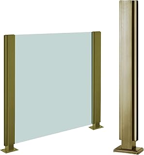 Garden Deck Stairway Fencing Clamp Posts Glass Banister Railing Post for 10mm - 12mm Thick Panel, Bronze Color Balcony Platform Glass Balustrade Fence Post, Floor Mount ( Color : Middle Post , Size :