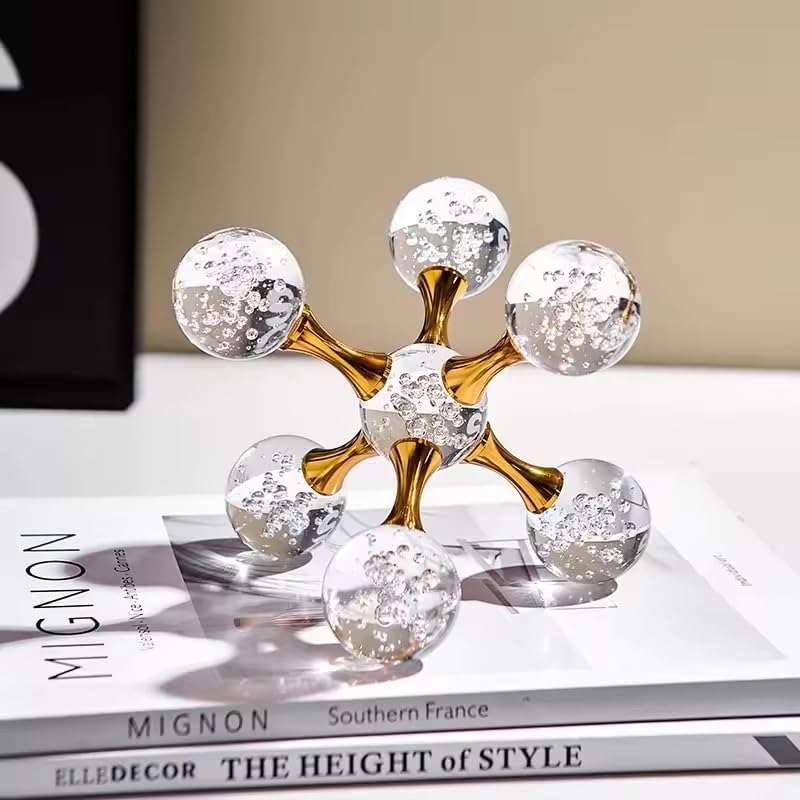 Luxurious Crystal and Alloy Molecular Ball Living Room Desktop Decoration Crystal Molecules, for Birthday Friends Gatherings, Home or Office Counter Decoration Accessories