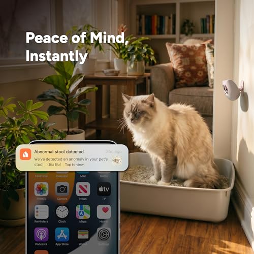 Image of LitterLens Cat Litter Box Camera with App, AI Health Monitoring & Alerts, Track Urination & Stool, Multi-Cat Recognition, Works with Every Litter Box, Pet Health Monitor (Gray)