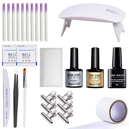 Kit de inicio de uñas de gel,Anself Fiberils Fiberglass Gel T-op Base Coat Acrílico Extensión de uñas Salon Fiberglass Tools
