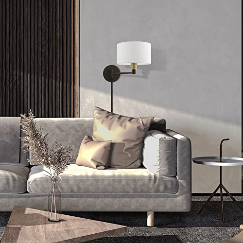 Image of Livex Lighting 40080-07 1 Light Swing Arm Wall Lamp, Bronze with Antique Brass Accent