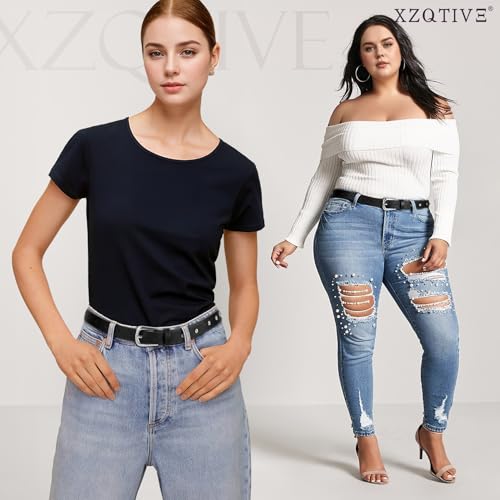 xzqtive leather belts for women fashion vintage punk studded ladies belt for jeans pants casual