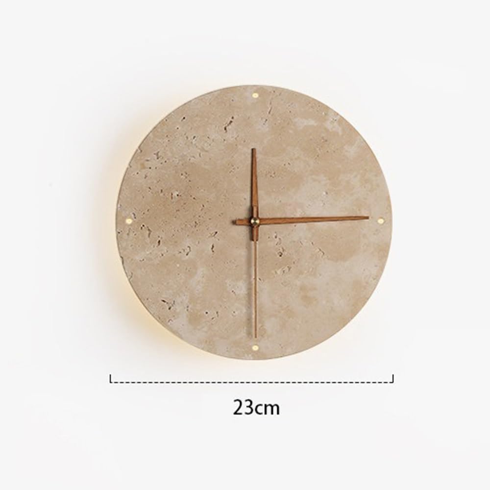 Wohnzimmer Dekorative Wanduhr aus gelbem Onyx, mit Licht und geräuschlosem Uhrwerk, for Schlafzimmer, Wohnzimmer Wohndeko(Klein)