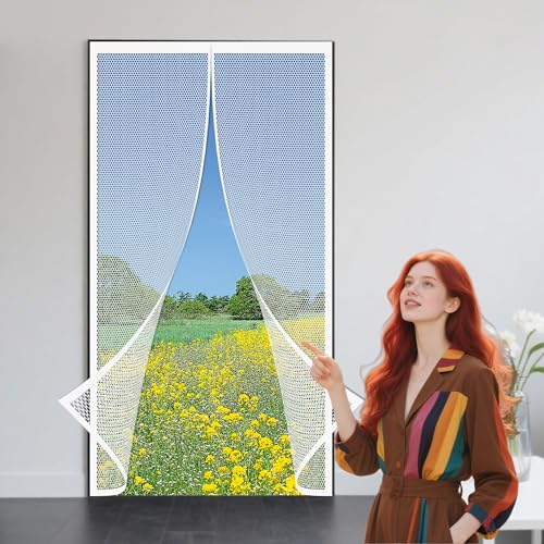 Moustiquaire porte 103x221 cm blanc aimanté pour balcon salon - 2