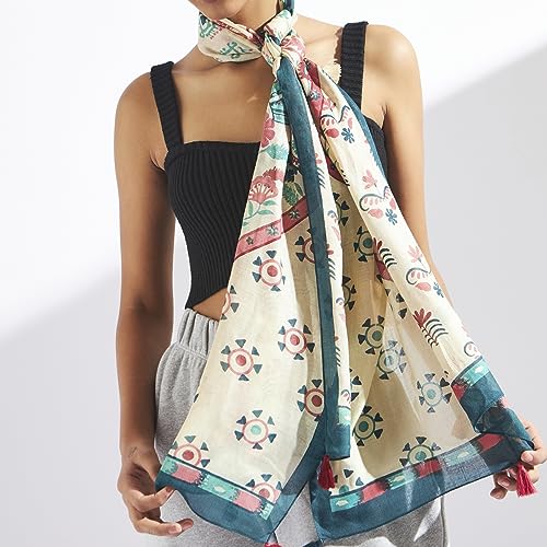 Image of Chumbak Viscose Scarf For Women|Lightweight Neck Stole /Wrap And Head Cover For Girls|Sun Protection Scarf For Women|Stylish Ladies Fashion Accessory, Female, Multicolor