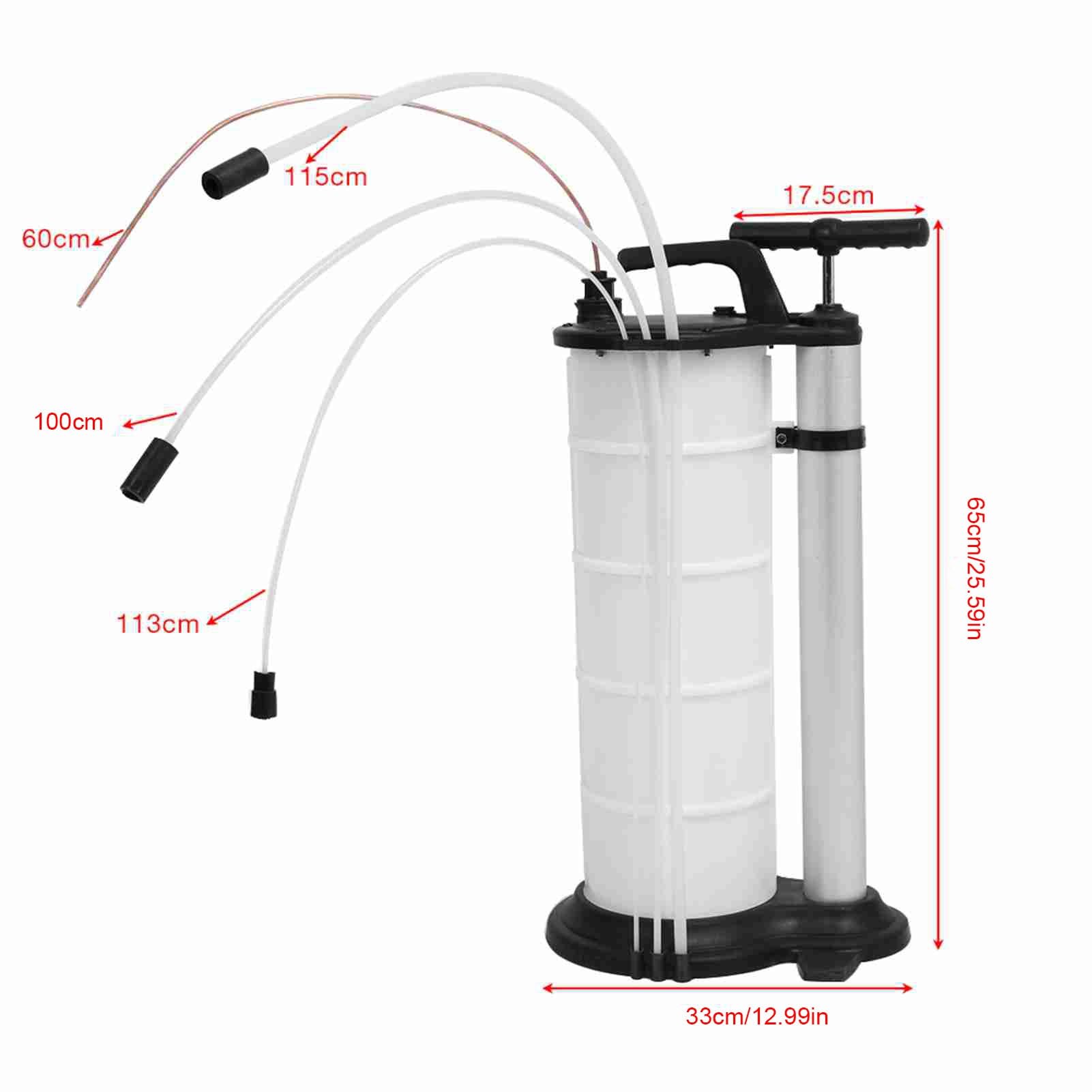 Handpumpe Saugpumpe 9L für Altöl Wasser Flüssigkeiten, Vakuum Transfer Ölabsaugpumpe mit 3 Schläuchen für Auto Bremsenentlüftung