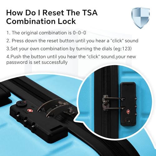 HOUAGI Luggage 4 Piece Sets, Luggage Set with Spinner Wheels and TSA Lock,Carry on Lightweight Hard Shell Luggage, Suitcase Clearance,(12in,20in,24in28in) Aqua Blue - Image 6