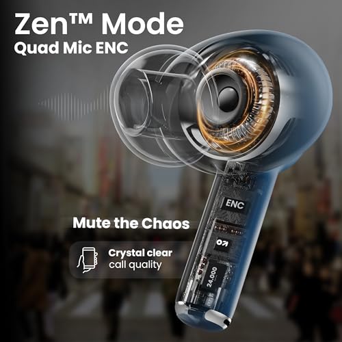 Image of GOBOULT W40 TWS with Zen Quad Mic ENC, 48Hr Playtime,13mm Large Drivers, 45ms Low Latency Gaming, 5.3v Bluetooth Calling, Fast Charging, Health Monitoring (Denim Blue)