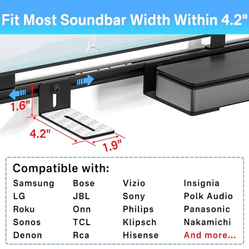 Notiela Sound Bar Mounts Under Tv For Samsung, Vizio, Lg, Bose Under Tv Soundbar Mounts Adjustable Height & Depth Sound Bar Mounting Bracket Under Tv Or Above Tv Sturdy Soundbar Tv Bracket Hold Up To 35 Lbs thumb #1