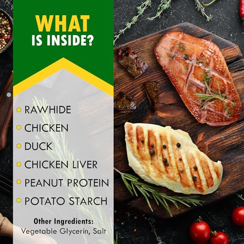 Dog Treats Rawhide Triple Flavor Duck & Chicken Human Grade Meat 300 Gr - Natural Pet Dried Snacks - Grain Free Long Lasting Chews for Large & Small Dogs - Best Sticks for Healthy Teeth - Image 5