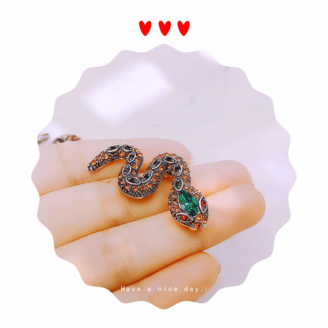 Broche Serpent En Métal Argenté Avec Strass Brillants - Neuf Sans Emballage