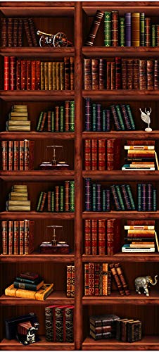 wandmotiv24 Türtapete Bücher-Regal, Schrank, Buch, Figur 100 x 200cm (B x H) - Dekorfolie selbstklebend Sticker für Türen, Türfolie, Aufkleber, M1108