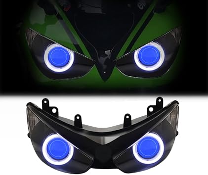 KT ZX-6R 2005-2006 Headlight, Blue Demon Eye | Blue Demon Eyes, White Angel Eye, DRL, High/Low Beam