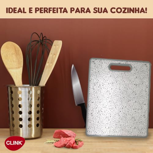 Tábua De Corte Carnes Queijos Legumes estilo Marmorizado Polietileno (Branco)