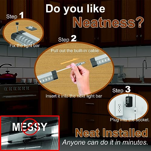 Image of EBD LED Under Cabinet Lights Hardwired Built-in Adjustable Cable Midway Input Under Counter Lights for Kitchen Sink Light 15 Pcs 6750 Lm 6500K Super-Bright for Closet Shelves Shelf Locker & Bookcase