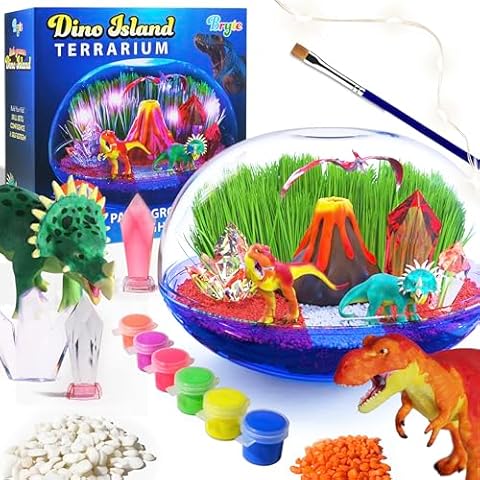 Bryte Light Up Dinosaur Terrarium Kit for Kids - Dino Habitat with Real Plants, Figurines, Volcano & LED Lights, DIY Science Kit, STEM & Arts Crafts Toys, Birthday Gifts for Boys Aged 4-12 yrs Cover