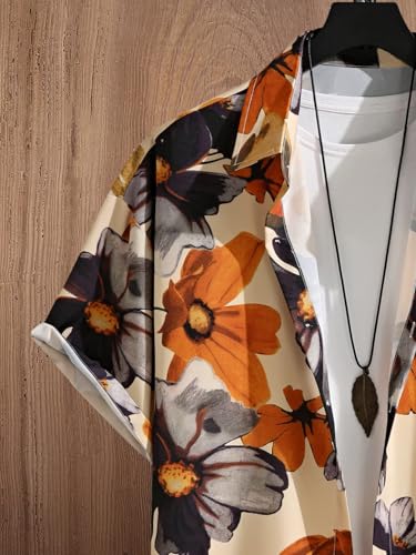 COZYEASE Men's 2 Piece Hawaiian Outfits Short Sleeve Button Down Shirt and Shorts Set Beach Tracksuits4