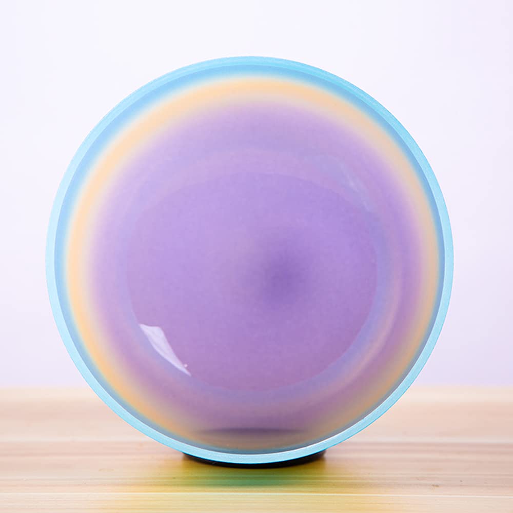 Campana tibetana in cristallo di quarzo per meditazione, yoga e relax, color arcobaleno satinato, 432 Hz, chakra della gola, 20,3 cm
