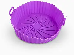 Forma de Silicone para Air Fryer Reutilizável com Alças – Cesto de Silicone Antiaderente, Lavável, Livre de BPA – Forno, Micro-ondas, Lava-Louças – Acessório Airfryer - cores sortidas