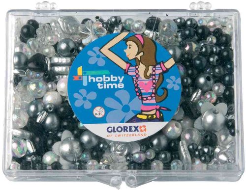 GLOREX Rocailles-Perlen-Set, schwarz/weiß