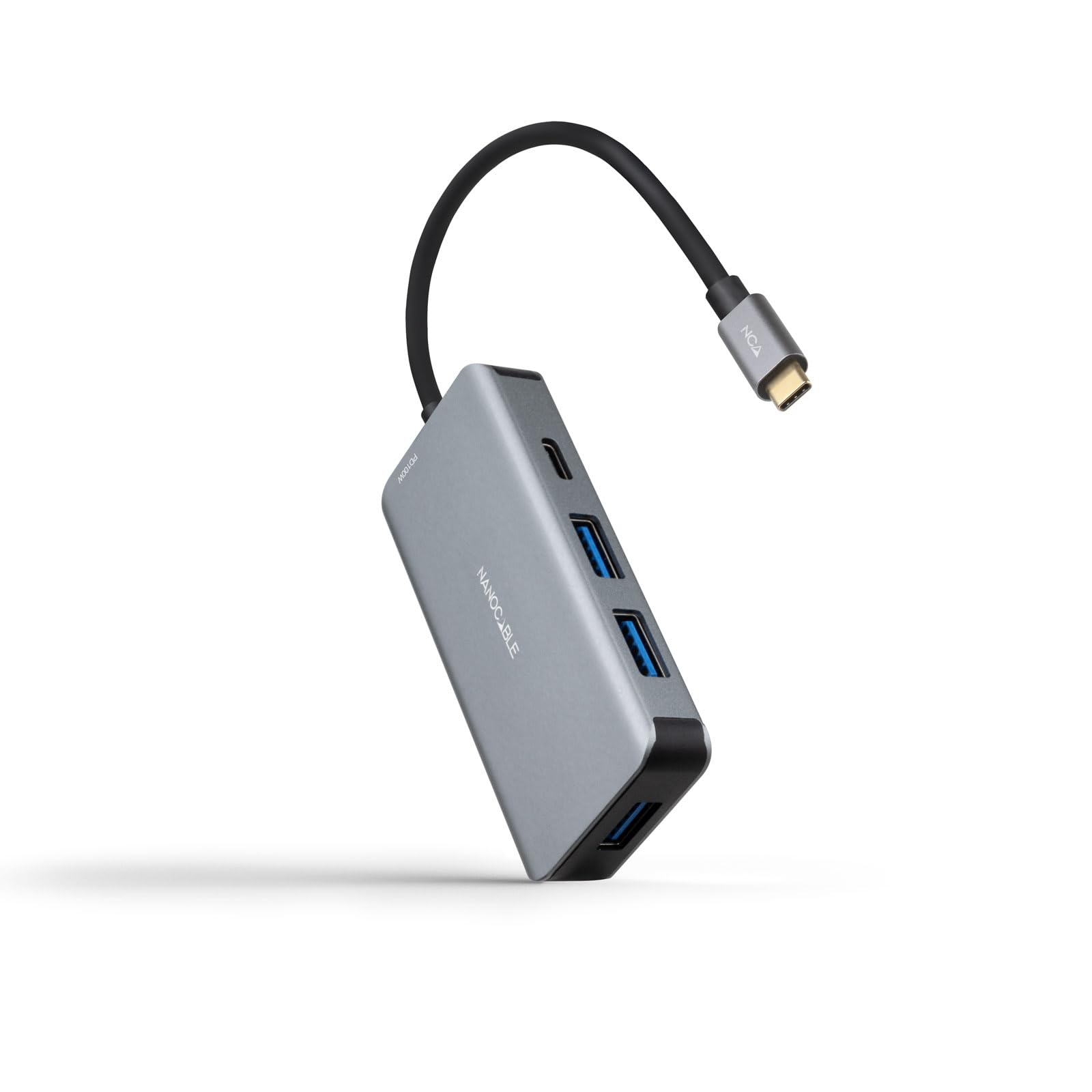 NANOCABLE 10.16.1005-5-in-1 USB-C 3.2 GEN1 5G Male to 3 USB-A 3.0 Ports + 1 USB-C Port + 1 USB-C PD Port 100W Aluminium 15cm Grey
