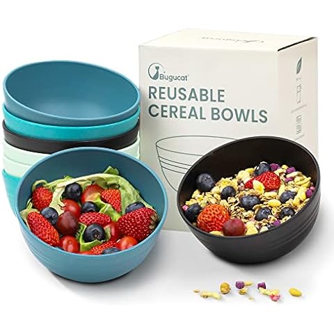 Bugucat Bowl Müslischalen 8er Set 760ML, Suppenschüssel Dessertschalen Wiederverwendbar, Müslischale Bruchsicher aus Kunststoff für Kinder Erwachsene, Salatschale Schüssel Set für Ramen Müsli Suppe Cover