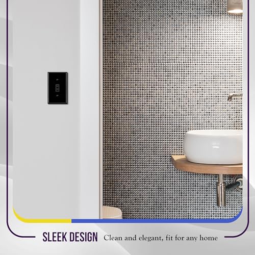 Image of ENERLITES Toggle Light Switch Metal Cover Plate, Wall Plate, Corrosion Resistant, Standard Size 1-Gang 4.50 inch x 2.76 inch, Powder Coated Stamped Steel, 7711-BG, Black Gloss | Fits standard toggle switches; Rust-proof stamped steel; Smooth gloss finish; Standard 1-gang; 7711-BG