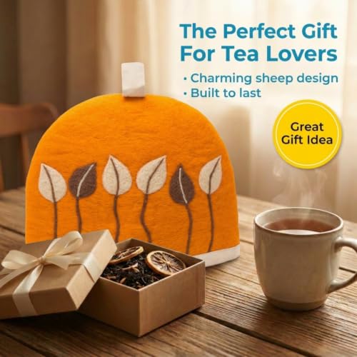 Image of Glaciart One Wool Teapot Cozy Kettle Cover | Dome Shaped Large Tea Cosy, Kettle or French Press | Handmade & Needle Felted from Natural Wool | Warms Up to 2 Hours | Great as Gift