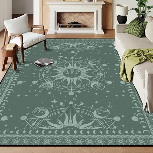 6' x 9' Sun and Moon Rug Boho Celestial Area Rugs for Bedroom Dorm Living Room Bohemian Occult Crescent Solar Stars Floor Mat Pad Doormat Carpet,180 X 275cm,Corduroy Corduroy 6' x 9' (Rectan
