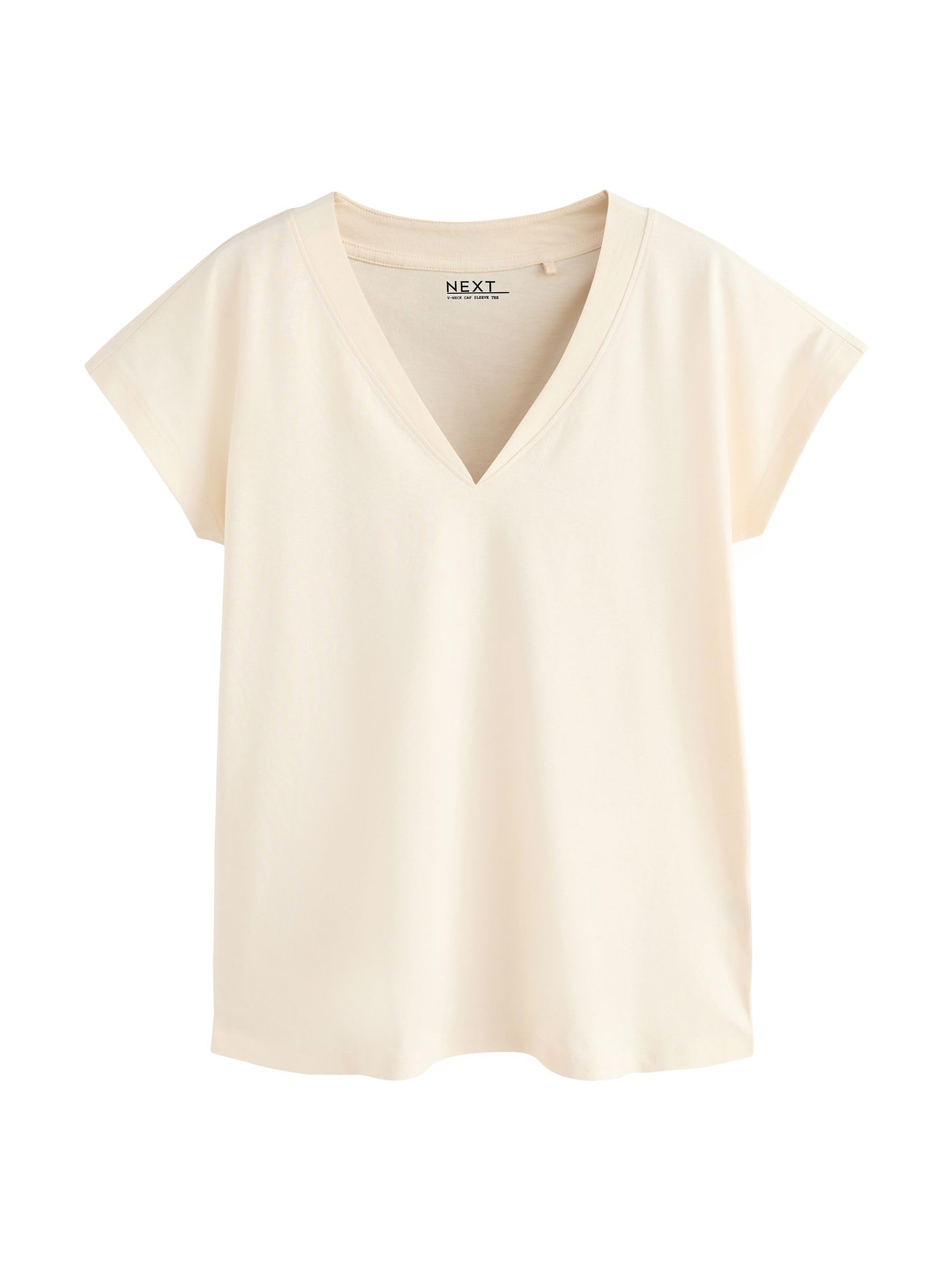 NEXT Femme T-Shirt à Mancherons et col V, Lot de 5 | Coupe standard, 100 % coton