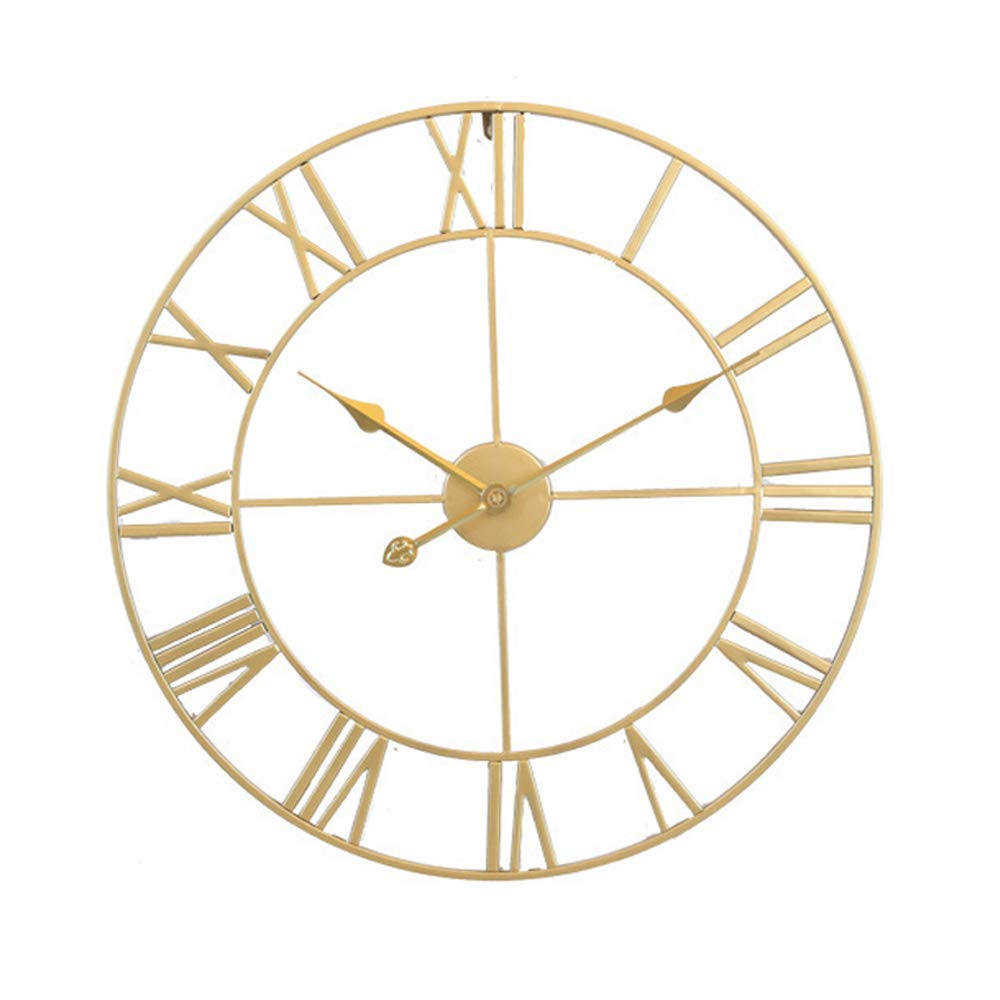 Photo 1 of **NEW** Large Modern Metal Wall Clocks Rustic Round Silent Non Ticking Battery Operated Gold Roman Numerals Clock for Living Room/Bedroom/Kitchen Wall Decor-47cm 47cm Gold