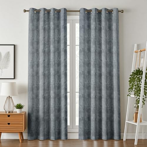 Image of 70-75% Room Darkening Long Door Curtains 9 Feet Long Set of 2 pcs for Living Room | Premium Polyester Grommet Curtain Panel, Grey