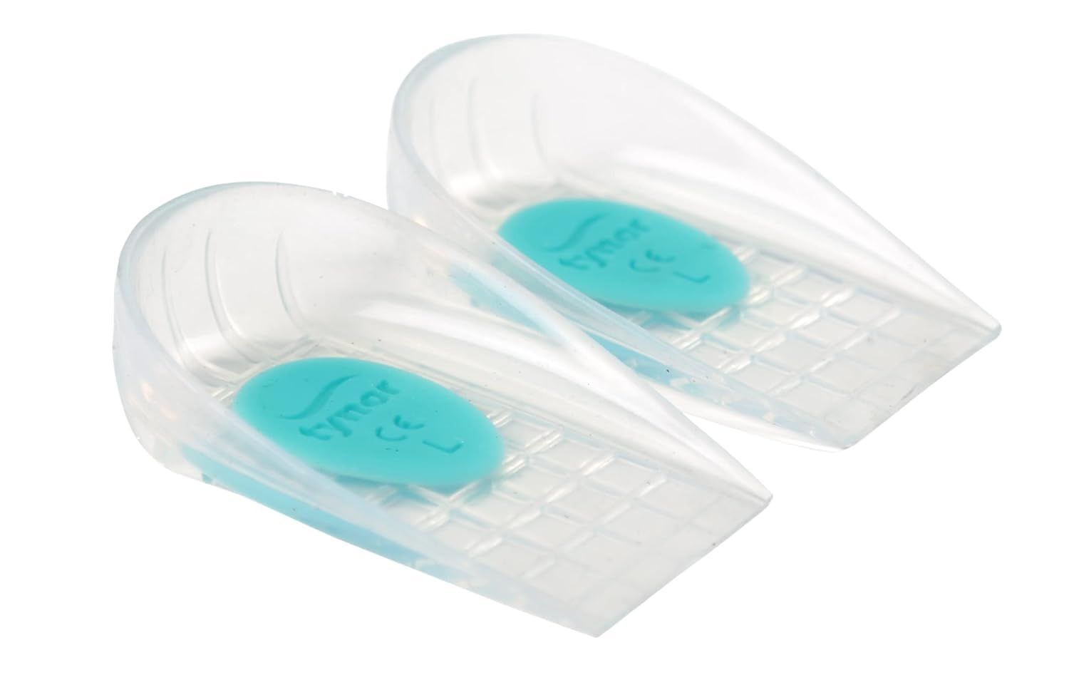 Silicone Heel Cushion Cups, Transparent with Teal Gel Pad, Cushioning Insoles, Pack of 2-image-36