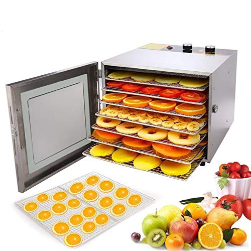 Dinger Deshidratador de Alimentos 600W,Desecadora Automática de Frutas y Verduras con 6 Bandejas,Temperatura Regulable 35 °C-75°C y Temporizador 0-12h