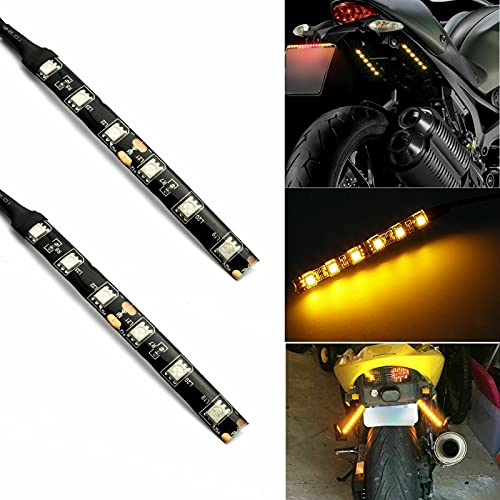 Xotic Tech Turn Signal Tail License Brake LED Light Bars Strips For ATV Motorcycle, 6-SMD Amber