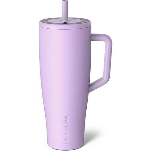 BrüMate Era 40 oz Tumbler with Handle and Straw | 100% Leakproof Insulated Tumbler with Lid and Straw | Made of Stainless Steel | Cup Holder Friendly Base | 40oz (Lavender)