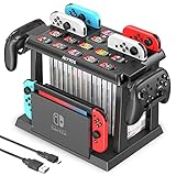 Switch収納スタンド Kytok Joy-Con充電 Switchドック収納 Joy-Con/Proコントローラー/スイッチ本体とドック/ゲームソフト全部収納可能 組立式 省スペース 多機能 大容量 オールインワンスタンド ブラック