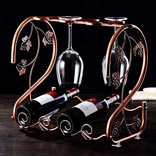 Soporte de vino de metal para 4 botellas con almacenamiento miniatura 6